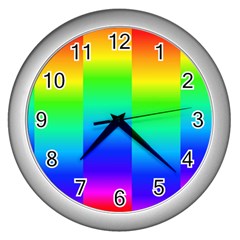 Rainbow Colour Bright Background Wall Clock (silver) by Pakrebo