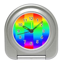 Rainbow Colour Bright Background Travel Alarm Clock by Pakrebo