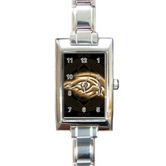 Golden Ornament Round Art Form Rectangle Italian Charm Watch by Pakrebo