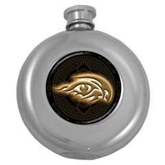 Golden Ornament Round Art Form Round Hip Flask (5 Oz) by Pakrebo