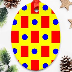 Pattern Design Backdrop Red Blue Yellow Ornament (oval) by Pakrebo