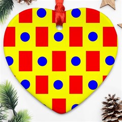 Pattern Design Backdrop Red Blue Yellow Ornament (heart) by Pakrebo