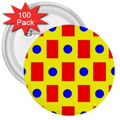 Pattern Design Backdrop Red Blue Yellow 3  Buttons (100 Pack)  by Pakrebo