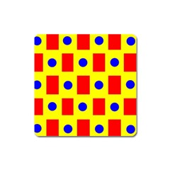 Pattern Design Backdrop Red Blue Yellow Square Magnet by Pakrebo