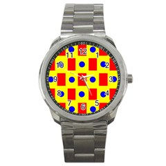 Pattern Design Backdrop Red Blue Yellow Sport Metal Watch by Pakrebo