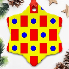 Pattern Design Backdrop Red Blue Yellow Ornament (snowflake) by Pakrebo