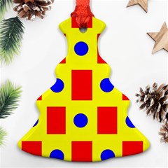 Pattern Design Backdrop Red Blue Yellow Ornament (christmas Tree)  by Pakrebo