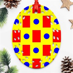 Pattern Design Backdrop Red Blue Yellow Ornament (oval Filigree) by Pakrebo