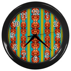 Love For The Fantasy Flowers With Happy Joy Wall Clock (black) by pepitasart