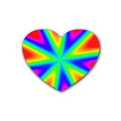 Rainbow Colour Bright Background Heart Coaster (4 Pack)  by Pakrebo