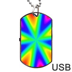 Rainbow Colour Bright Background Dog Tag Usb Flash (one Side) by Pakrebo