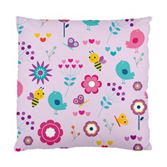 Birds Floral Flowers Retro Spring Standard Cushion Case (one Side) by Pakrebo