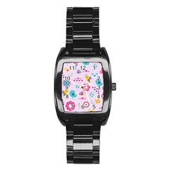 Birds Floral Flowers Retro Spring Stainless Steel Barrel Watch by Pakrebo