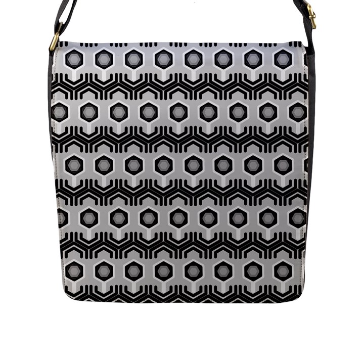 Pattern Abstractstyle Seamless Flap Closure Messenger Bag (L)