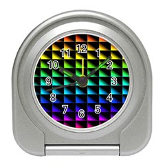 Rainbow Colour Bright Background Travel Alarm Clock by Pakrebo