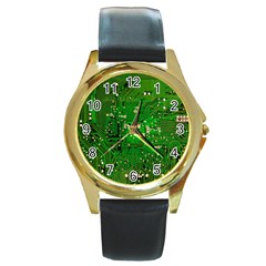 Background Green Board Business Round Gold Metal Watch by Pakrebo