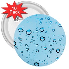 Drops Water Pane Rain Glass 3  Buttons (10 Pack)  by Pakrebo