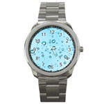 Drops Water Pane Rain Glass Sport Metal Watch Front