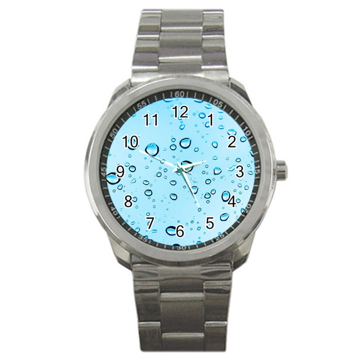 Drops Water Pane Rain Glass Sport Metal Watch