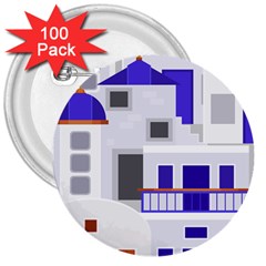 Background Santorini Greece 3  Buttons (100 Pack)  by Pakrebo