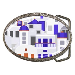 Background Santorini Greece Belt Buckles by Pakrebo