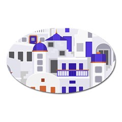 Background Santorini Greece Oval Magnet by Pakrebo