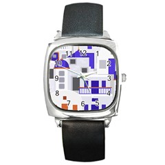 Background Santorini Greece Square Metal Watch by Pakrebo