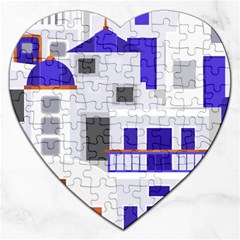 Background Santorini Greece Jigsaw Puzzle (heart) by Pakrebo