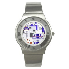 Background Santorini Greece Stainless Steel Watch by Pakrebo