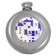 Background Santorini Greece Round Hip Flask (5 Oz) by Pakrebo