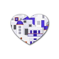 Background Santorini Greece Rubber Coaster (heart)  by Pakrebo