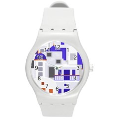 Background Santorini Greece Round Plastic Sport Watch (m) by Pakrebo