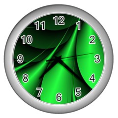 Green Line Lines Background Wall Clock (silver) by Pakrebo