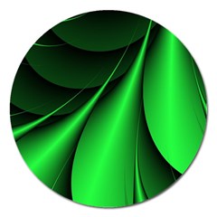 Green Line Lines Background Magnet 5  (round) by Pakrebo