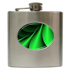 Green Line Lines Background Hip Flask (6 Oz) by Pakrebo