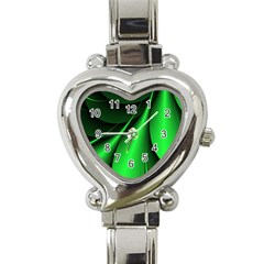 Green Line Lines Background Heart Italian Charm Watch by Pakrebo