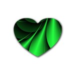 Green Line Lines Background Rubber Coaster (Heart)  Front