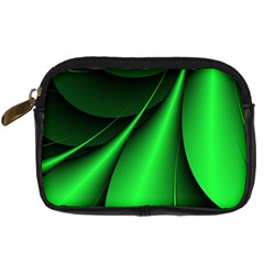 Green Line Lines Background Digital Camera Leather Case by Pakrebo