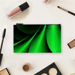 Green Line Lines Background Cosmetic Bag (small) by Pakrebo