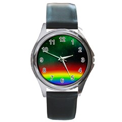 Galaxy Rainbow Universe Star Space Round Metal Watch by Pakrebo