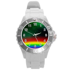 Galaxy Rainbow Universe Star Space Round Plastic Sport Watch (l) by Pakrebo