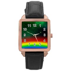 Galaxy Rainbow Universe Star Space Rose Gold Leather Watch  by Pakrebo