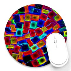 Neon Glow Glowing Light Design Round Mousepads by Pakrebo