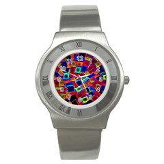 Neon Glow Glowing Light Design Stainless Steel Watch by Pakrebo