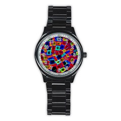 Neon Glow Glowing Light Design Stainless Steel Round Watch by Pakrebo