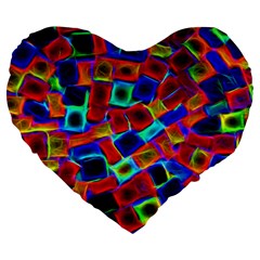 Neon Glow Glowing Light Design Large 19  Premium Flano Heart Shape Cushions by Pakrebo