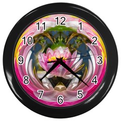 Flower Ornament Color Background Wall Clock (black) by Pakrebo