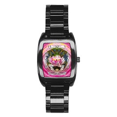 Flower Ornament Color Background Stainless Steel Barrel Watch by Pakrebo