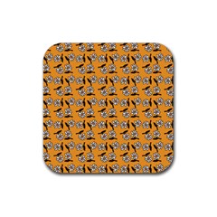 Daisy Orange Rubber Coaster (Square) 