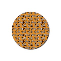 Daisy Orange Rubber Round Coaster (4 pack) 